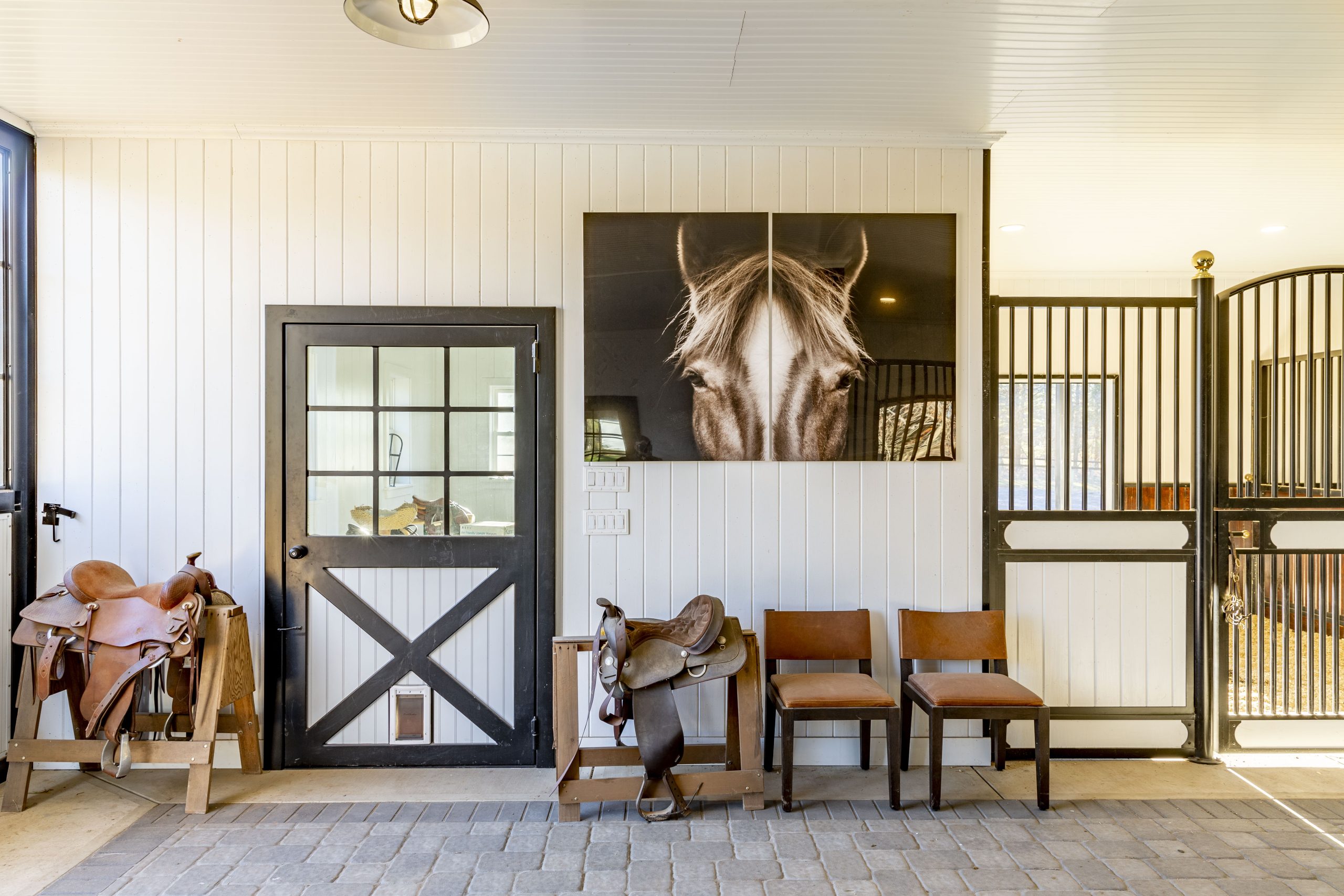 Finished horse barn interior