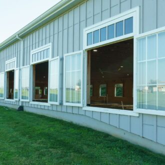 Large aluminum equestrian arena windows