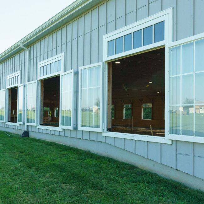 Large aluminum equestrian arena windows