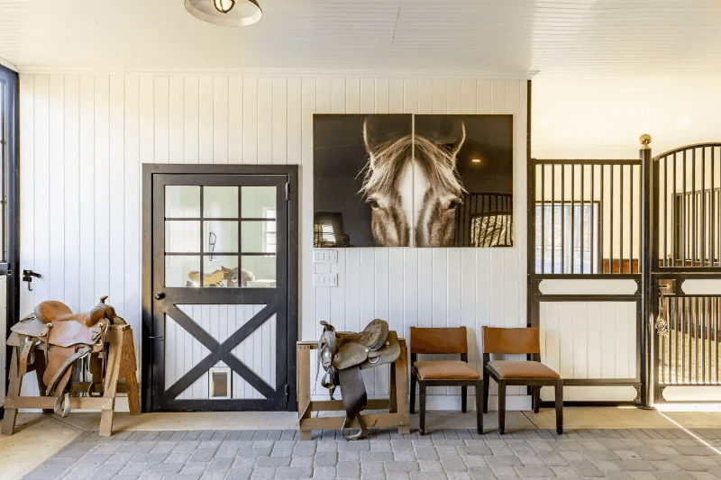 An interior horse barn door