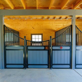 Blue grey horse stall fronts
