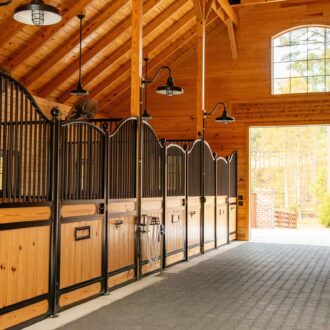 A row of new horse stalls