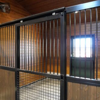 A stall front with mesh