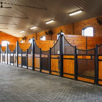 A row of horse stalls