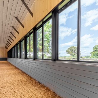 Interior view of equine arena windows