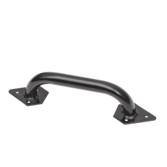Black door handle for sliding barn doors and entry doors, showcasing sturdy design and seamless finish.