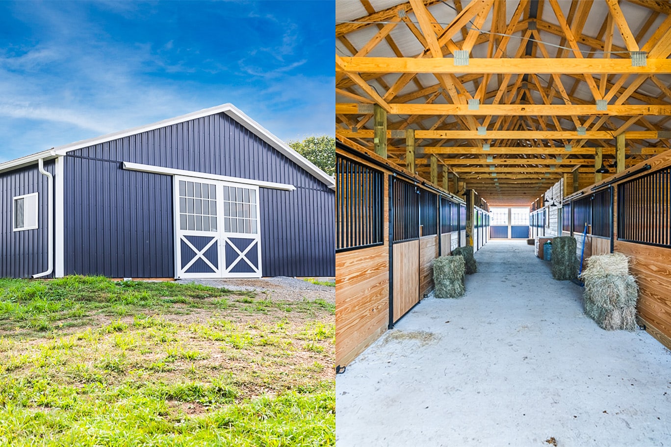 A split image showing how exterior features like barn doors and Dutch windows can impact interior lighting.