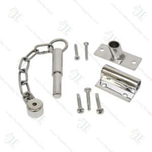 Polished stainless steel 3-piece pin latch set by J&E Manufacturing