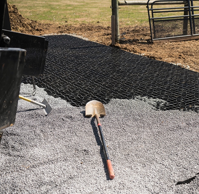 mudX soil stabilization grid being installed